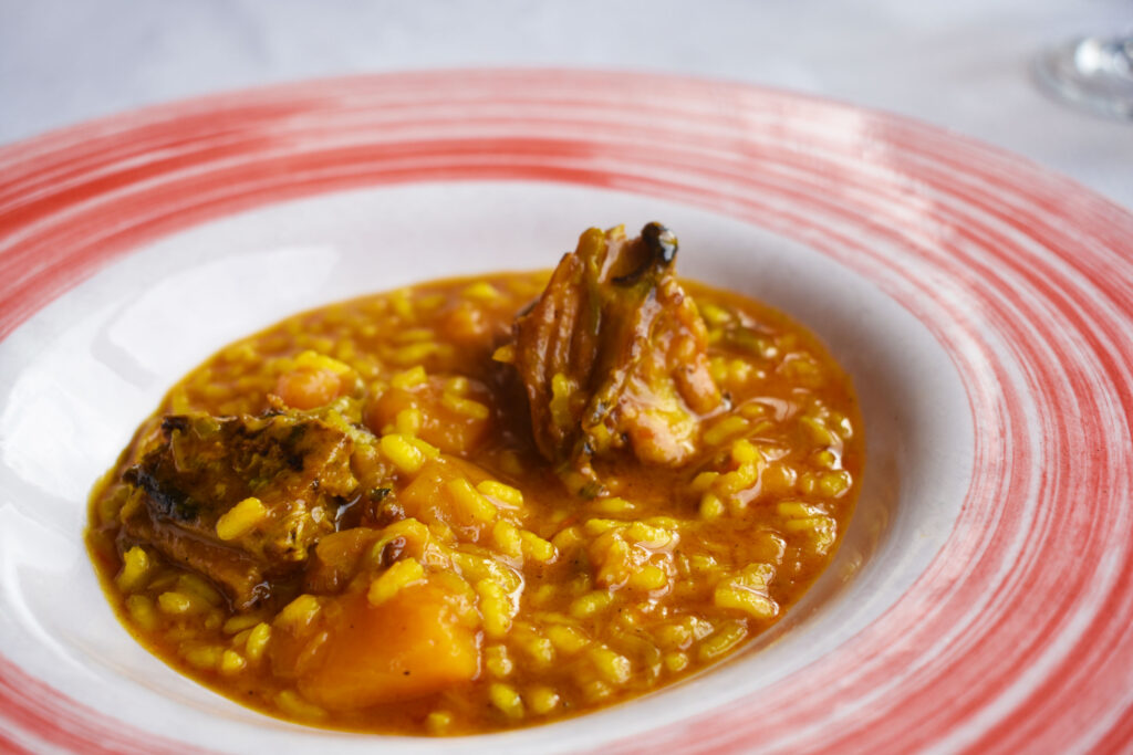 Arroz meloso de pato con calabaza
